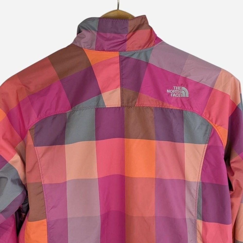 The North Face Patchwork Plaid Windbreaker Full Zip Jacket Pink Medium - Picture 5 of 10